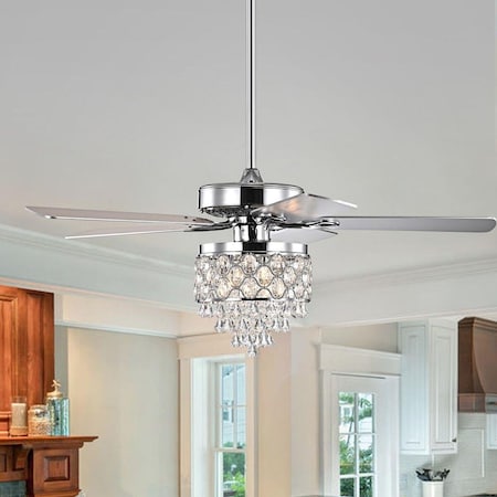 Warehouse Of Tiffany CFL-8458REMO-CH 52 in. Jay Indoor Remote Controlled Ceiling Fan with Light Kit, Chrome CFL-8458REMO/CH